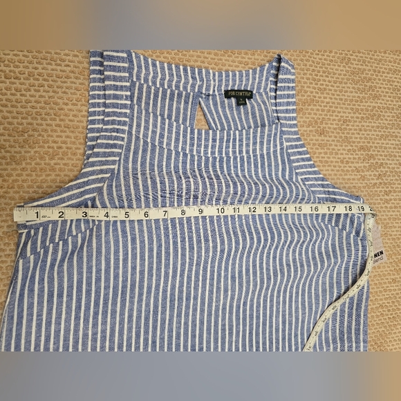 For Cynthia Linen Blend Multicolored Striped Summer Dress Size Large Whit Pocket - Picture 9 of 12